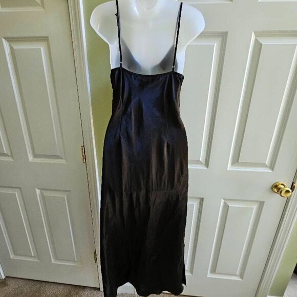Vintage Victoria's Secret Y2K Black Maxi Slip Dress Lace Up Sides Size Medium - Picture 4 of 14